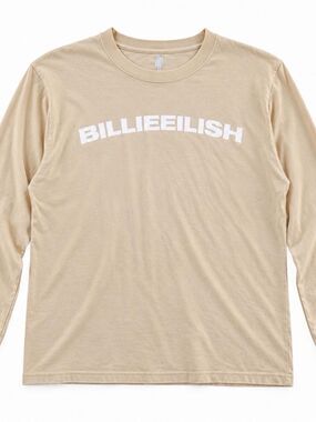 Billie Eilish Beige Long Sleeve T-Shirt Size L 2019 Authentic Women's Music Wear